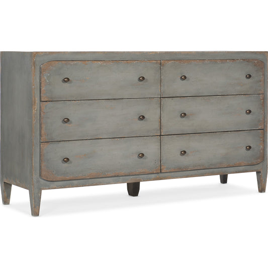 Ciao Bella Dresser by Hooker Furniture. Made from maple veneer, cedar, felt panel, jewelry tray, solid-wood edge top in a traditional style.