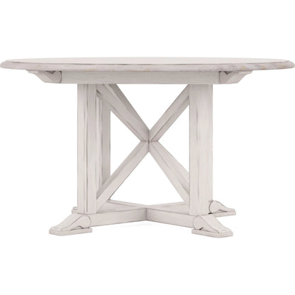 Alcove Round Dining Table by A.R.T. Furniture in belgian ivory. Made from acacia solids, maple veneers in a traditional style.