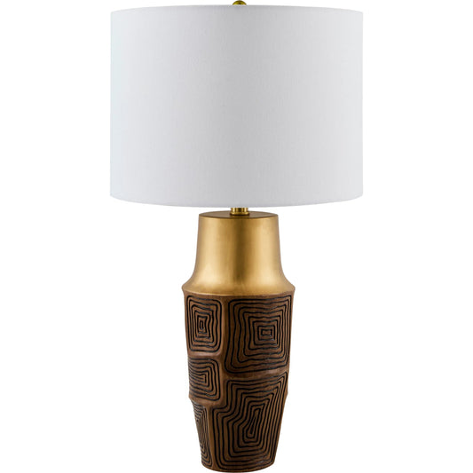Nikki Accent Table Lamp by Surya in gold. Made from iron, linen, plastic in a unique style.