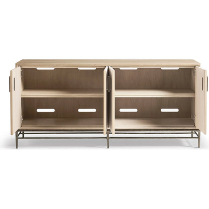 Clapotis Entertainment Console by Jonathan Charles in whitewash cord. Made from main rope in a unique style.