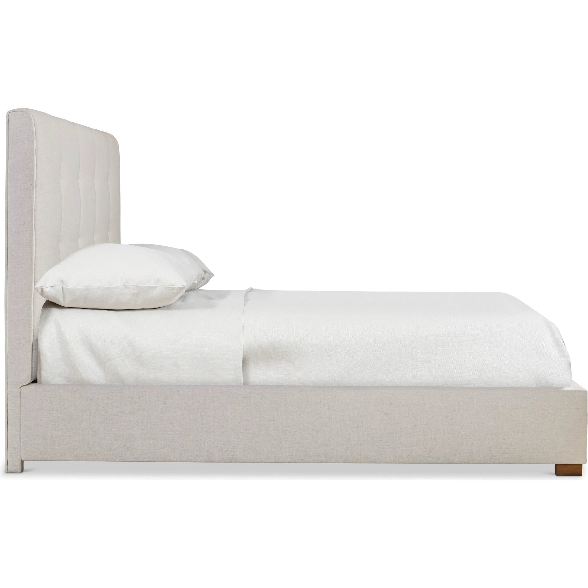 Loft Mason Panel Bed by Bernhardt in beige, tan. Made from fabric, wood in a unique style.