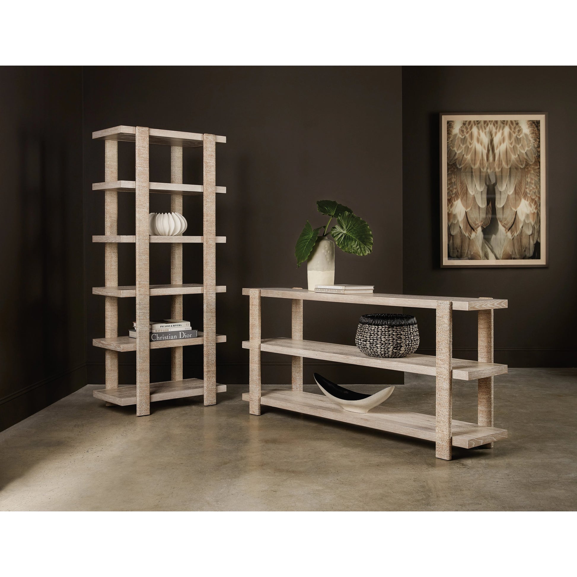 Commerce & Market Console Table by Hooker Furniture in natural light wood. Made from oak veneers, rope in a modern style.