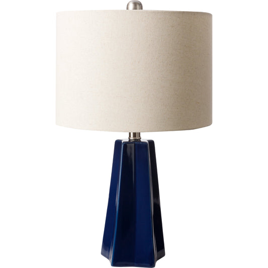 Stellan Table Lamp - 31886 by Livabliss in glazedpolished. Made from shade (outside): linen, shade (inside): polyester, body: ceramic, finial: metal, harp: metal in a modern style.