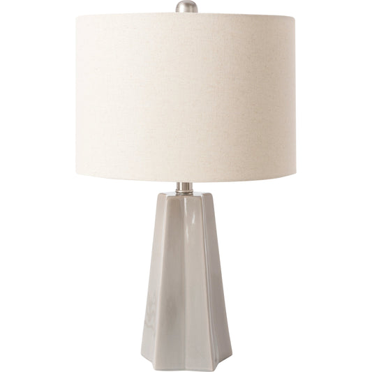 Stellan Table Lamp - 31886 by Livabliss in glazedpolished. Made from shade (outside): linen, shade (inside): polyester, body: ceramic, finial: metal, harp: metal in a modern style.