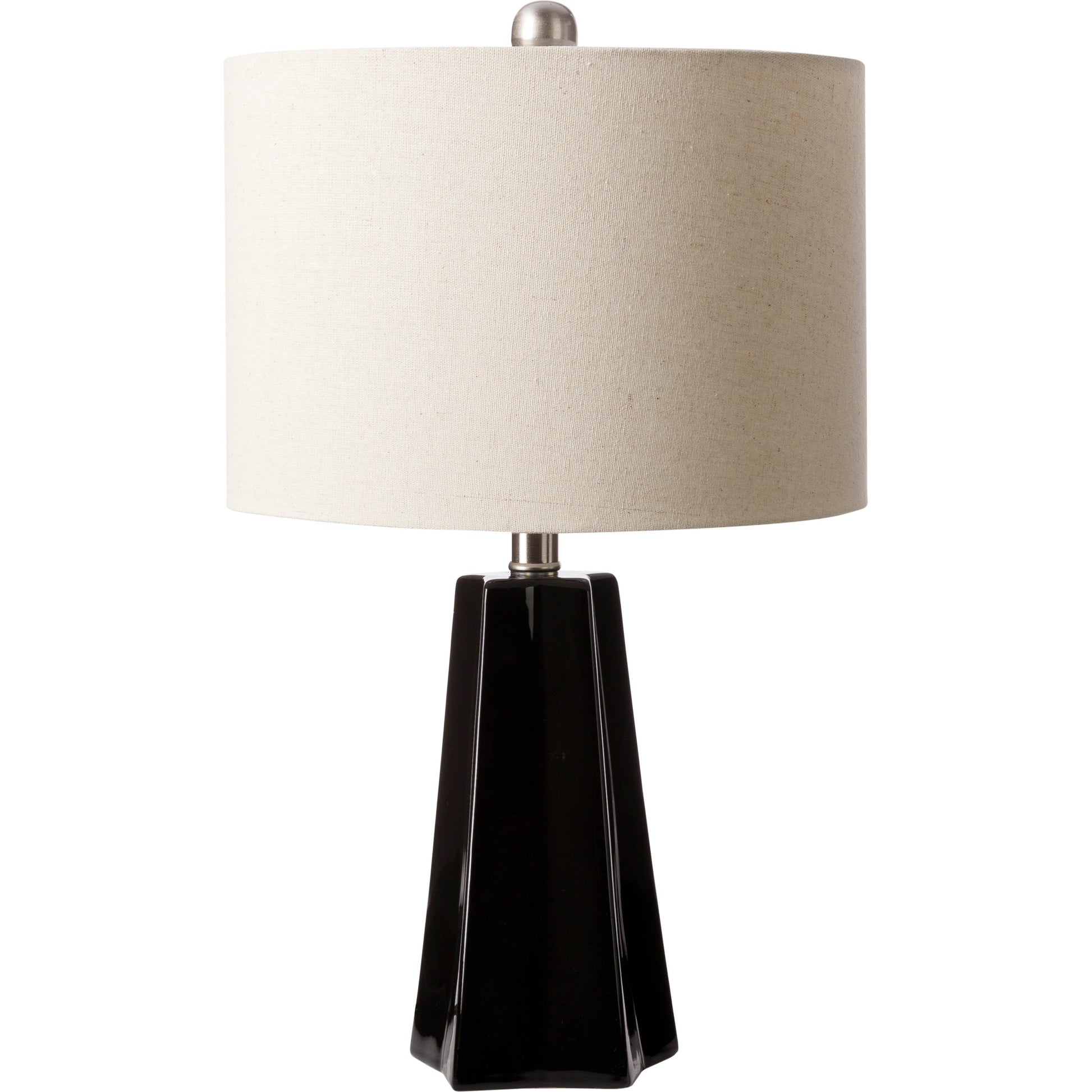 Stellan Table Lamp - 31886 by Livabliss in glazedpolished. Made from shade (outside): linen, shade (inside): polyester, body: ceramic, finial: metal, harp: metal in a modern style.
