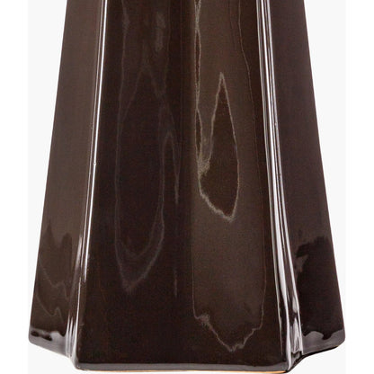 Stellan Table Lamp - 31886 by Livabliss in glazedpolished. Made from shade (outside): linen, shade (inside): polyester, body: ceramic, finial: metal, harp: metal in a modern style.