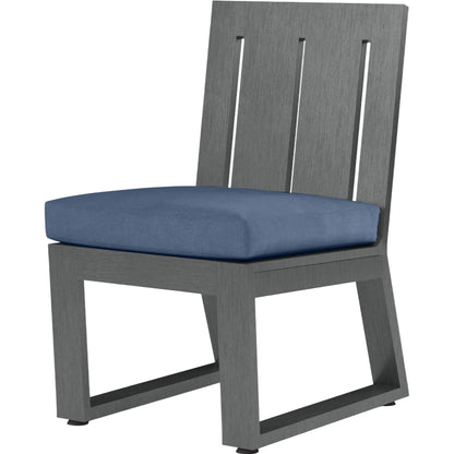 Redondo Outdoor Armless Dining Chair by Sunset West in grays. Made from aluminum in a modern style.