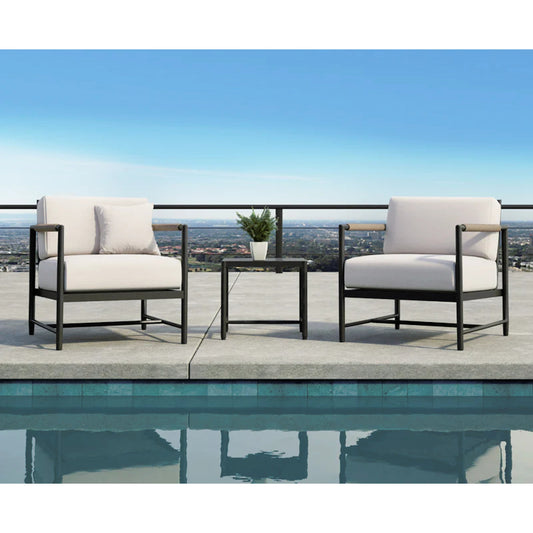 Pietra Outdoor End Table by Sunset West in graphite. Made from olefin rope in a modern style.