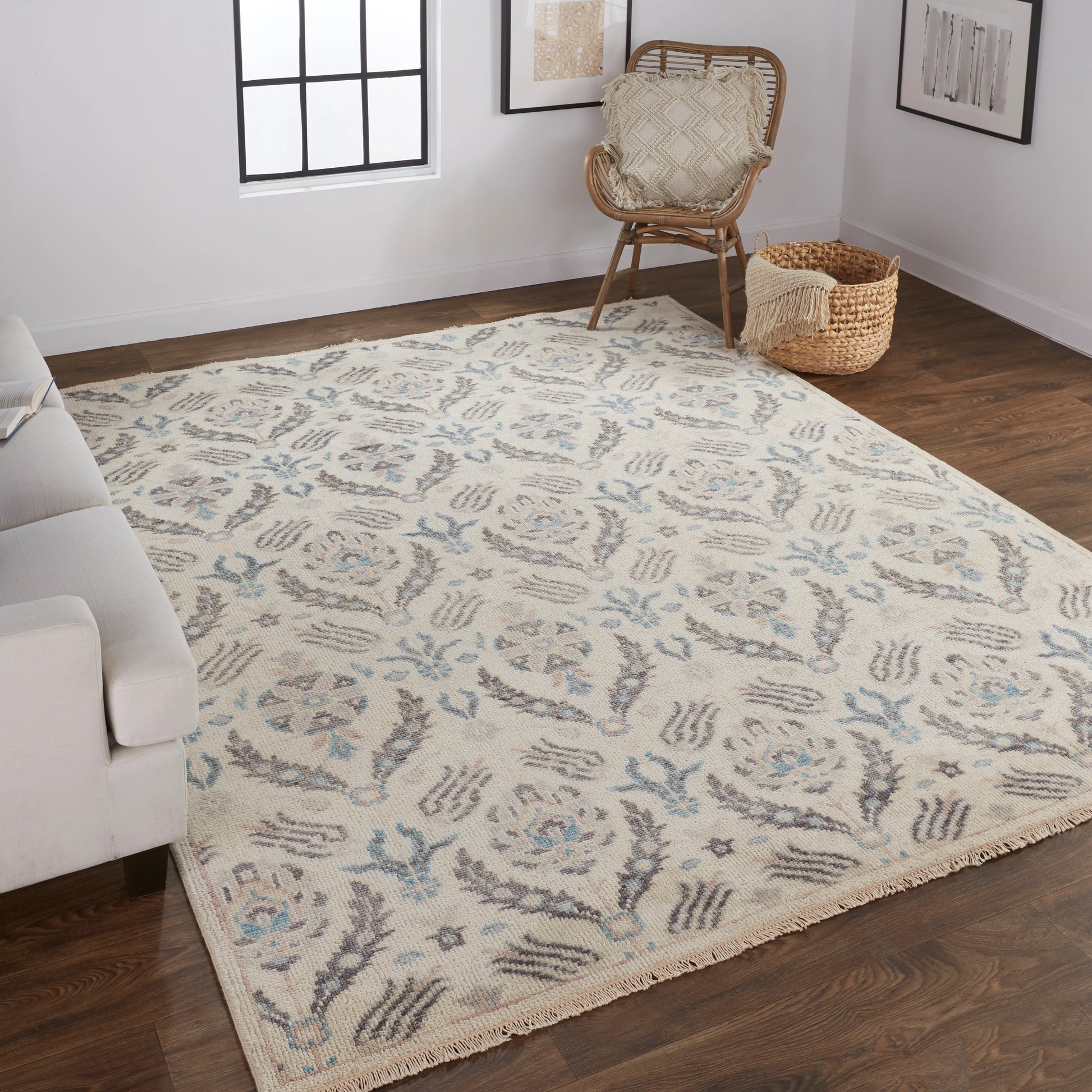 Beall Traditional Oriental Rug - 6711F by Feizy in ivory, gray, blue. Made from wool in a unique style.