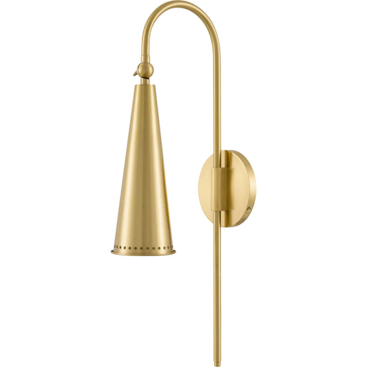 Nolure Wall Sconce by Surya in metallic brass. Made from iron, metal in a transitional style.