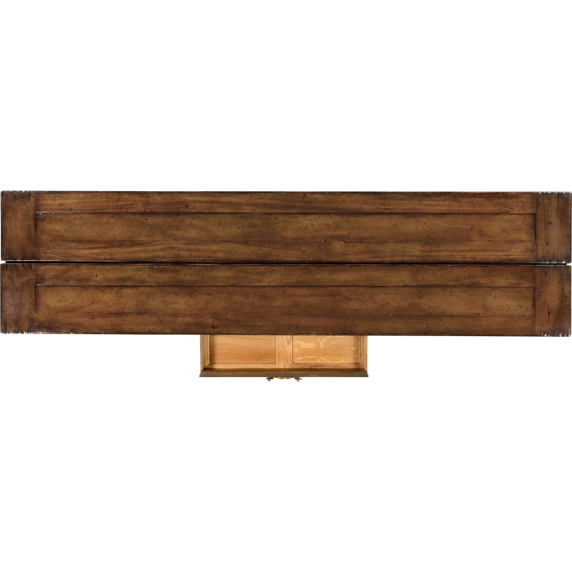 Casual Accents Small Walnut Hunt Table by Jonathan Charles in brown and medium walnut country distressed. Made from acacia in a traditional style.