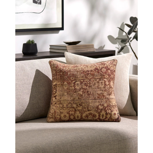 Nelly Pillow - 497080 by Livabliss in light wood, camel, natural, clay, pearl, brick. Made from front: 100% cotton, back: 100% cotton in a traditional style.