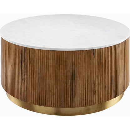 Nems Coffee Table - 500529 by Surya in wood finish, brushed polished. Made from marble, mango wood, brass in a modern style.
