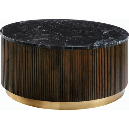 Nems Coffee Table - 500529 by Surya in wood finish, brushed polished. Made from marble, mango wood, brass in a modern style.