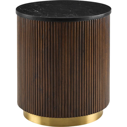 Nems - 500535 by Surya in wood finish. Made from top: marble, base: mango wood, brass in a modern style.