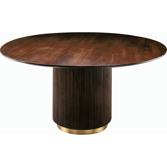 Nems Dining Table - 500541 by Surya in wood finishbrushedwood finish. Made from mango wood, brass in a modern style.