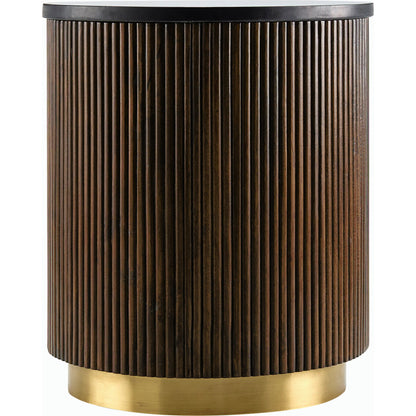 Nems - 500535 by Surya in wood finish. Made from top: marble, base: mango wood, brass in a modern style.