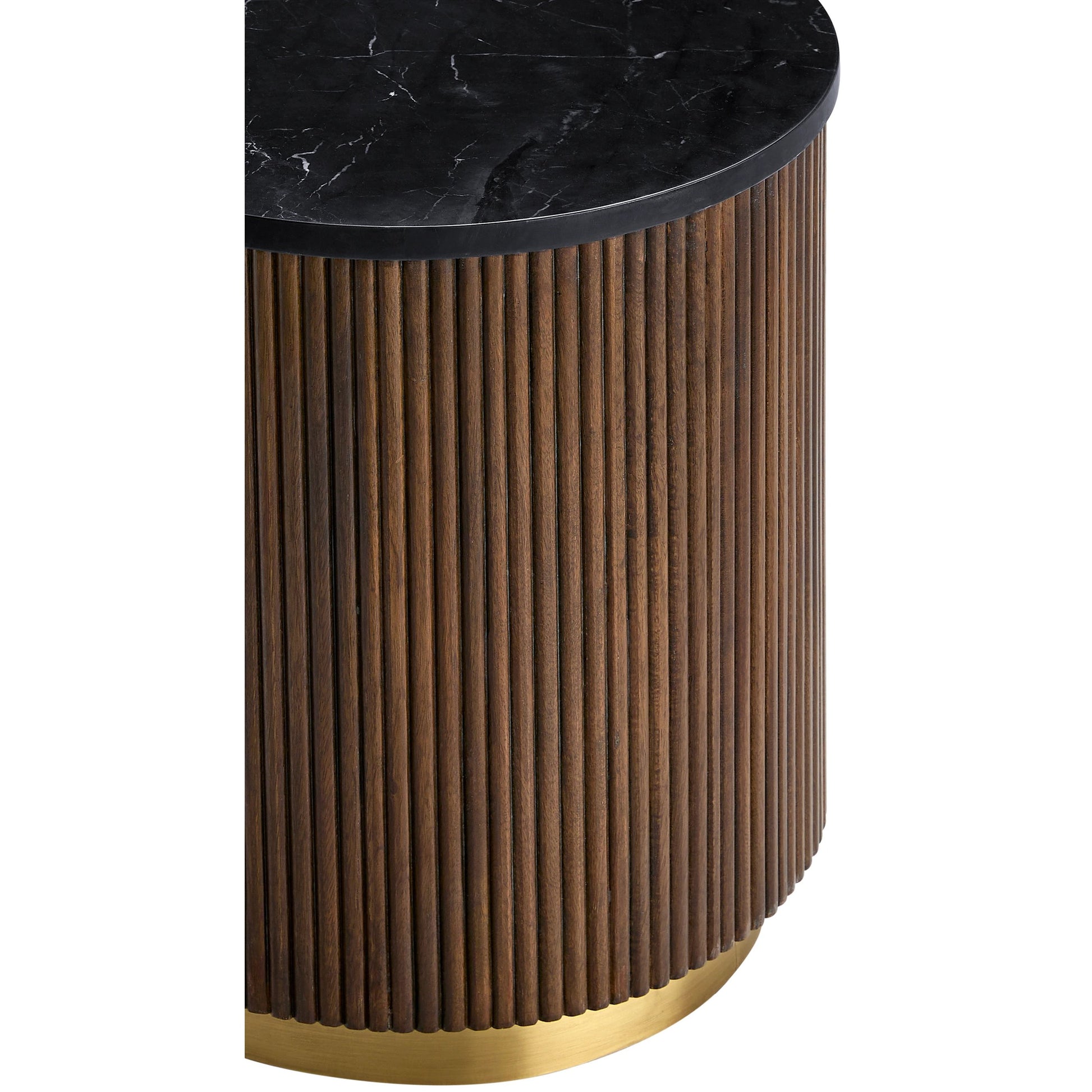 Nems - 500535 by Surya in wood finish. Made from top: marble, base: mango wood, brass in a modern style.