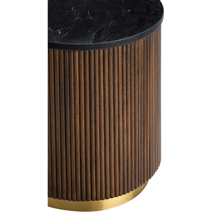 Nems - 500535 by Surya in wood finish. Made from top: marble, base: mango wood, brass in a modern style.