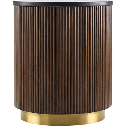 Nems - 500535 by Surya in wood finish. Made from top: marble, base: mango wood, brass in a modern style.