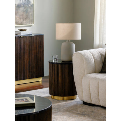 Nems - 500535 by Surya in wood finish. Made from top: marble, base: mango wood, brass in a modern style.