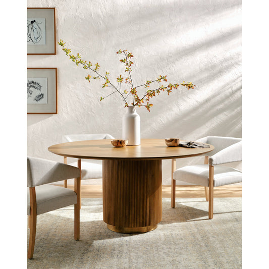 Nems Dining Table - 500541 by Surya in wood finishbrushedwood finish. Made from mango wood, brass in a modern style.