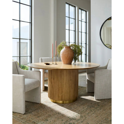 Nems Dining Table - 500541 by Surya in wood finishbrushedwood finish. Made from mango wood, brass in a modern style.