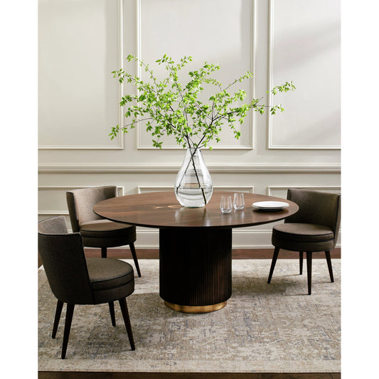 Nems Dining Table - 500541 by Surya in wood finishbrushedwood finish. Made from mango wood, brass in a modern style.
