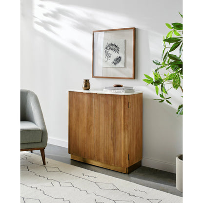 Nems - 500547 by Surya in wood finish. Made from top: marble, base: mango wood, brass in a modern style.