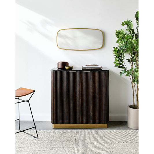Nems - 500547 by Surya in wood finish. Made from top: marble, base: mango wood, brass in a modern style.