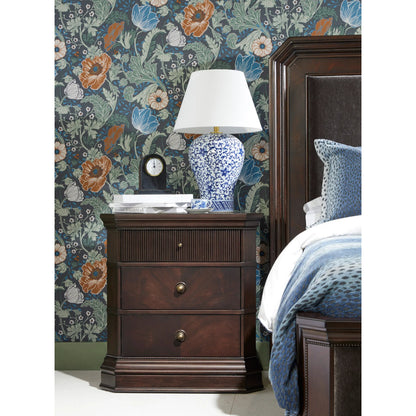 Revival Nightstand by A.R.T. Furniture in brown and napa mahogany. Made from rubberwood solids, quarter mahogany veneer, resin, metal in a traditional style.