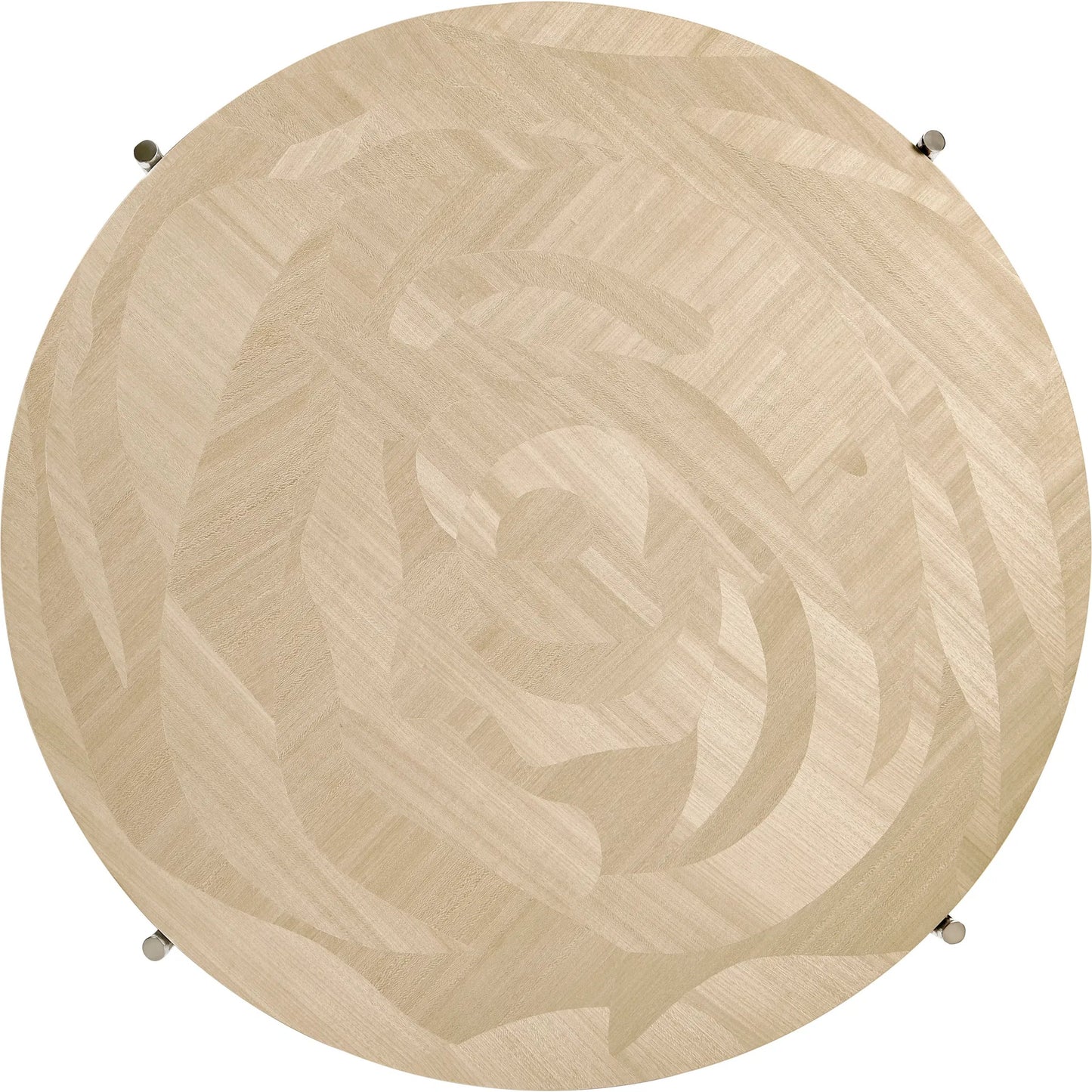 004 SI-2252665 | Additional Silo | Tidepool Round Cocktail Table by Jonathan Charles in beige and natural dyed koto. Made from koto veneer, stainless steel in a transitional style.
