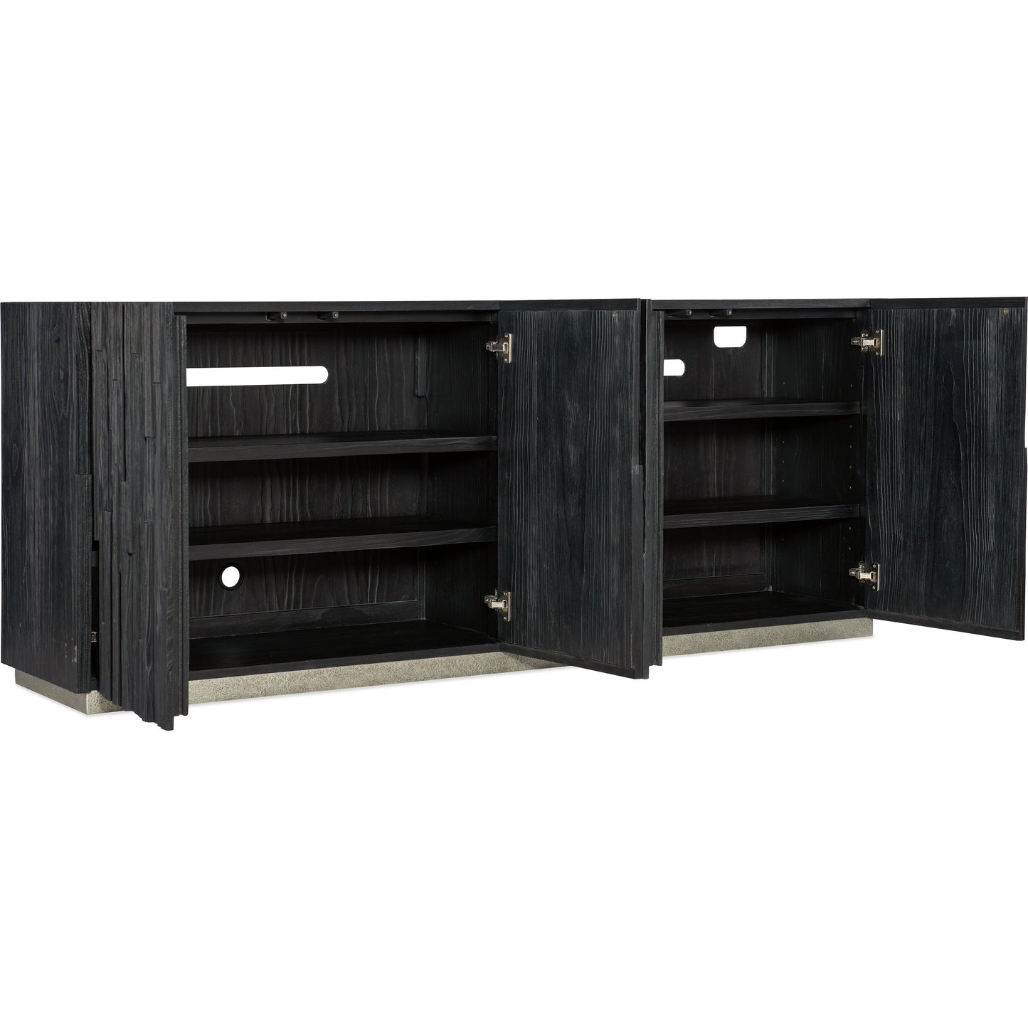 002 SI-1959578 | Additional Silo | Chapman Shou Sugi Ban Entertainment Console by Hooker Furniture in charred black. Made from pine veneers in a modern style.