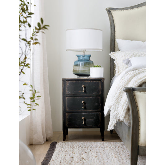 Ciao Bella Telephone Table by Hooker Furniture in aged black. Made from maple veneers, solid-wood edge top in a traditional style.