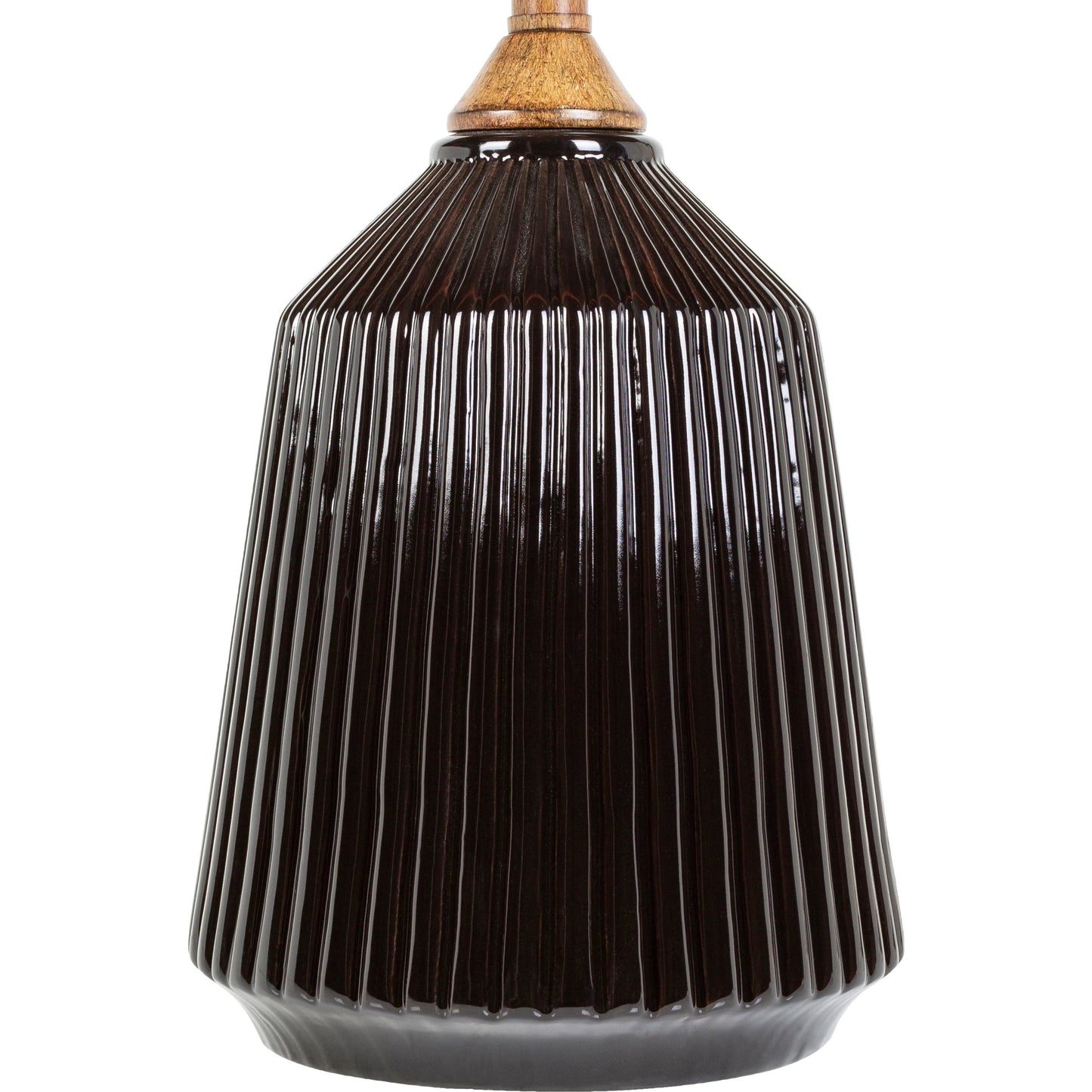 005 SI-1915839 | Closeup | Lennon - 31039 by Livabliss in glazedbrushed. Made from shade (outside): linen, shade (inside): polyester, body: ceramic, finial: iron, finial: metal, harp: iron in a modern style.