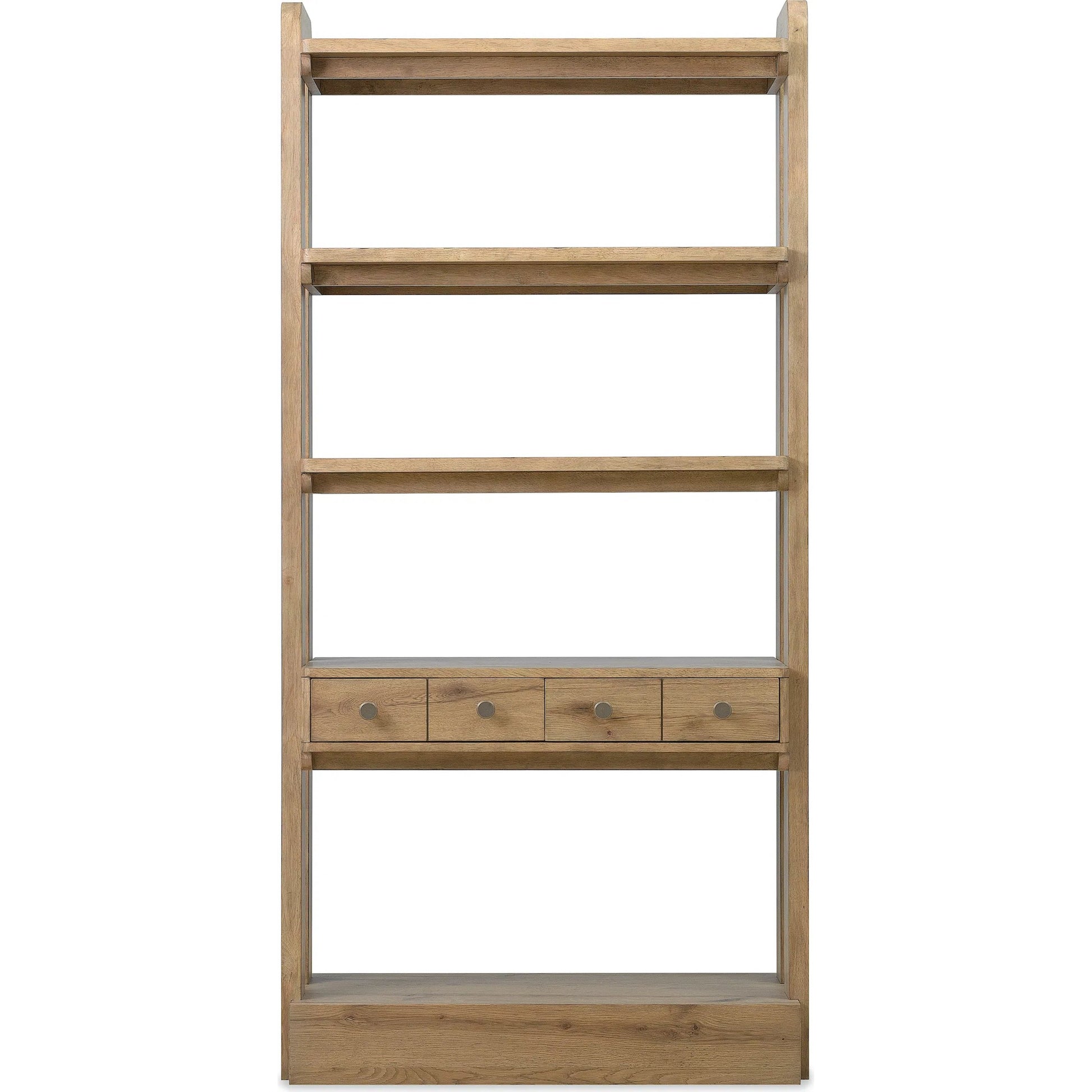 Kalamazoo Bookcase by Hooker Furniture in medium wood and aged oak. Made from white oak veneers in a transitional style.