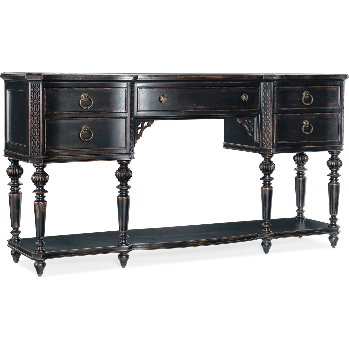 001 SI-2028996 | Primary Silo | Charleston Five-Drawer Server by Hooker Furniture in black cherry. Made from cherry veneers, solid-wood edge top in a traditional style.