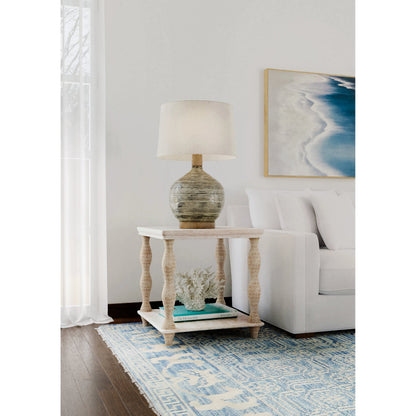 Serenity Bahari Lamp Table by Hooker Furniture in surf. Made from oak veneers, rope in a cottage & farmhouse style.