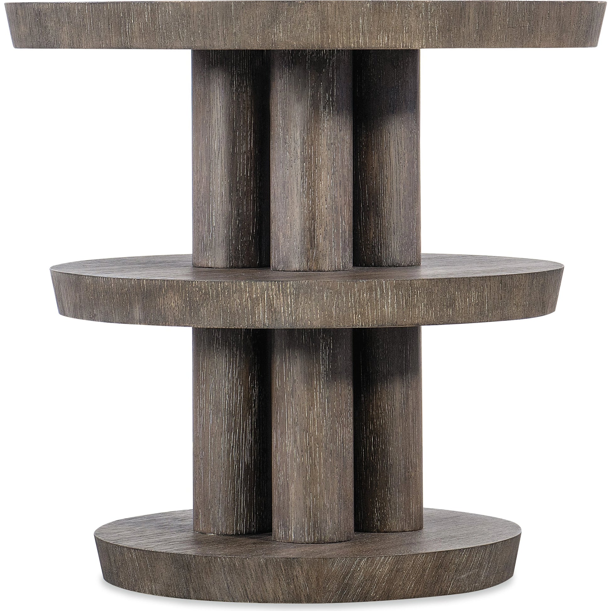 Modern Mood Round Side Table by Hooker Furniture. Made from oak veneers in a modern style.