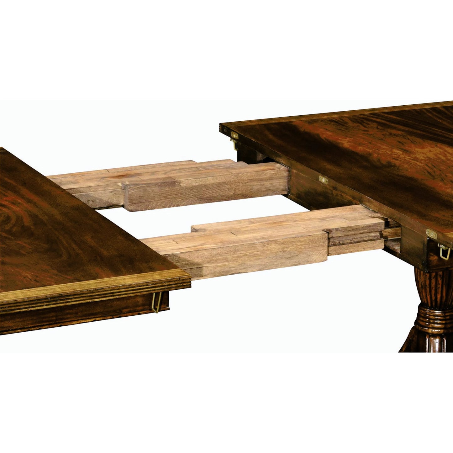 007 SR-846114 | Closeup | Windsor Regency Two-Leaf Mahogany Dining Table by Jonathan Charles in brown and medium antique mahogany. Made from acacia in a traditional style.