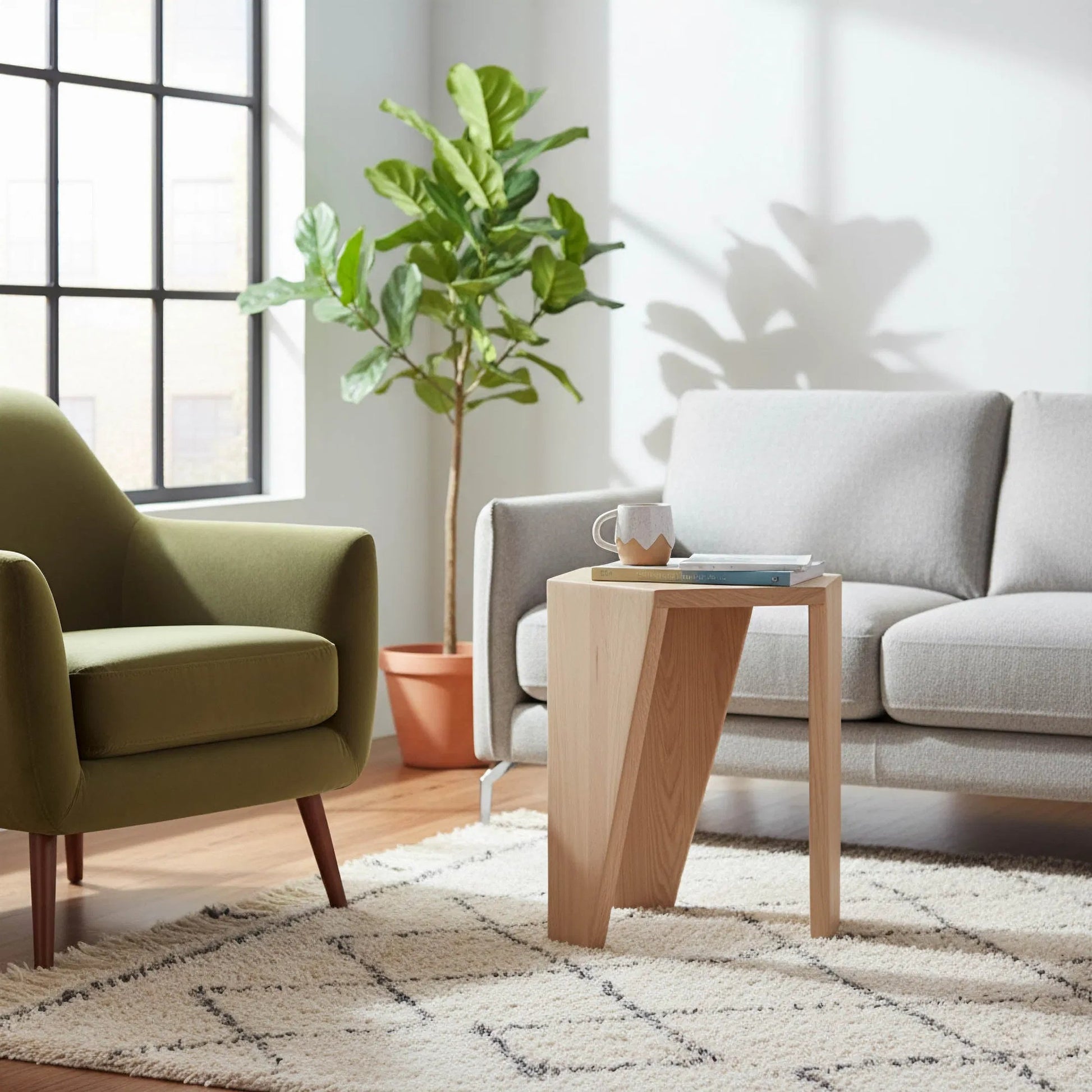 Nordic Side Table by LH Imports in sandblast white elm. Made from rustic elm in a unique style.