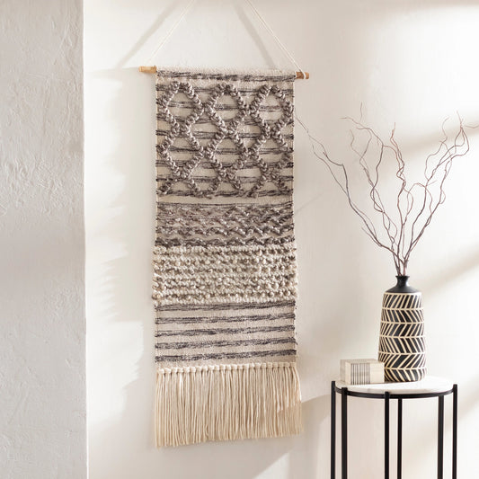 Nordia - 25344 by Livabliss in light beige, black. Made from 50% cotton, 30% wool, 10% polyester, 10% viscose, 100% wood in a eclectic & global style.