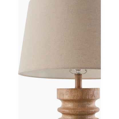 Nossa Traditional Accent Table Lamp by Surya in body: brown; shade (outside): wheat; shade (inside): white; finial: brown; harp: metallic - nickel; cord: translucent and paintedpainted. Made from resin, linen, plastic in a transi