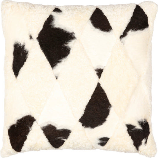 North Pillow - 33269 by Surya in cream, ivory, black. Made from 50% hair on hide, 50% sheepskin, 100% cotton in a eclectic & global style.