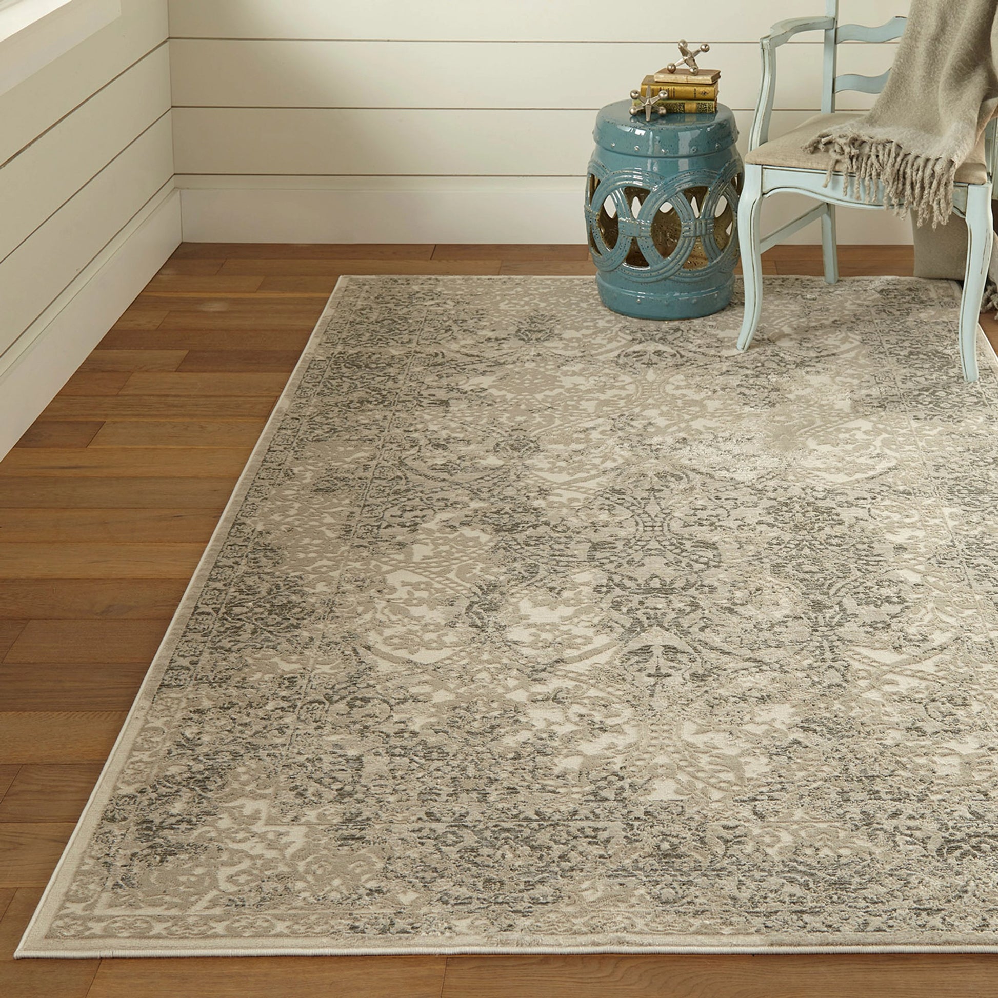 Prasad Rug - 3682F by Feizy in ivory, gray, black. Made from polypropylene, polyester in a unique style.