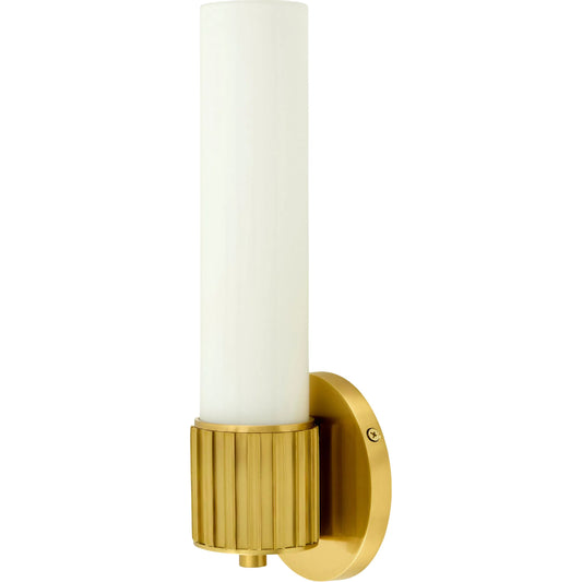Nouvea Wall Sconce by Surya in metallic brass, white. Made from iron, glass in a transitional style.