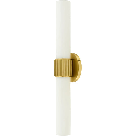 Nouvea Wall Sconce by Surya in metallic brass, white. Made from iron, glass in a transitional style.