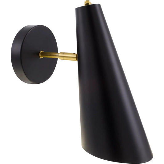 Novalie Wall Sconce by Livabliss in fixture: black; shade (outside): black; shade (inside): white; cord: black and paintedmetallicpaintedpainted. Made from iron, metal in a unique style.