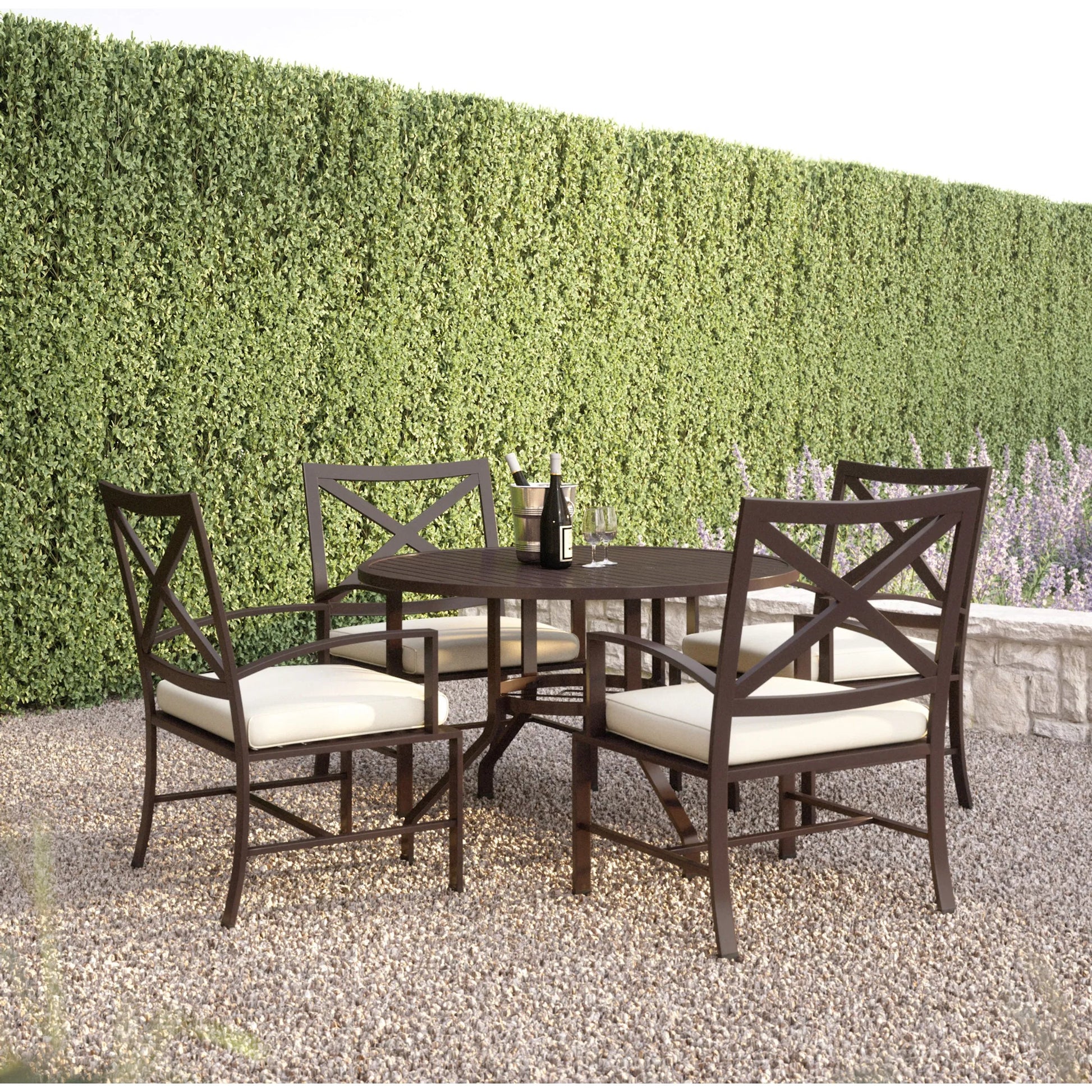 La Outdoor Jolla Dining Chair by Sunset West in espresso. Made from aluminum in a modern style.