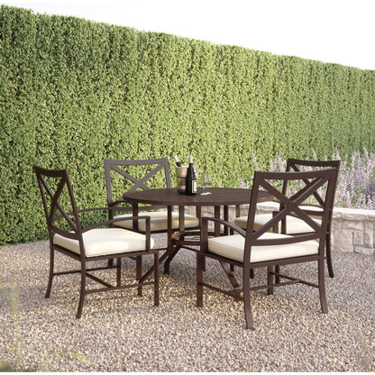 La Outdoor Jolla Dining Chair by Sunset West in espresso. Made from aluminum in a modern style.